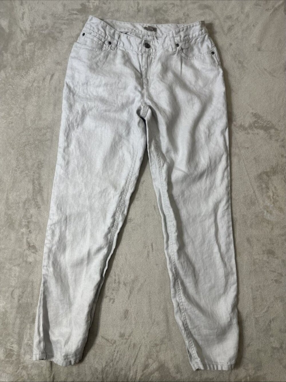 J Jill Linen Pants Size 8 Light Gray Straight Leg Casual Womens